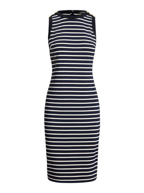 abito donna a righe in cotone blu e bianco Ralph Lauren | 200P09091001